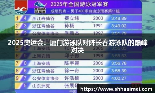 2025奥运会：厦门游泳队对阵长春游泳队的巅峰对决